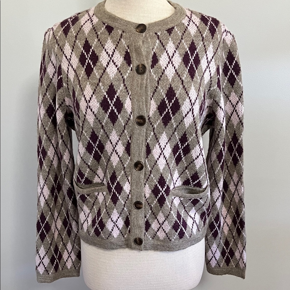 Rachel Zoe Argyle Cardigan Sweater NWT